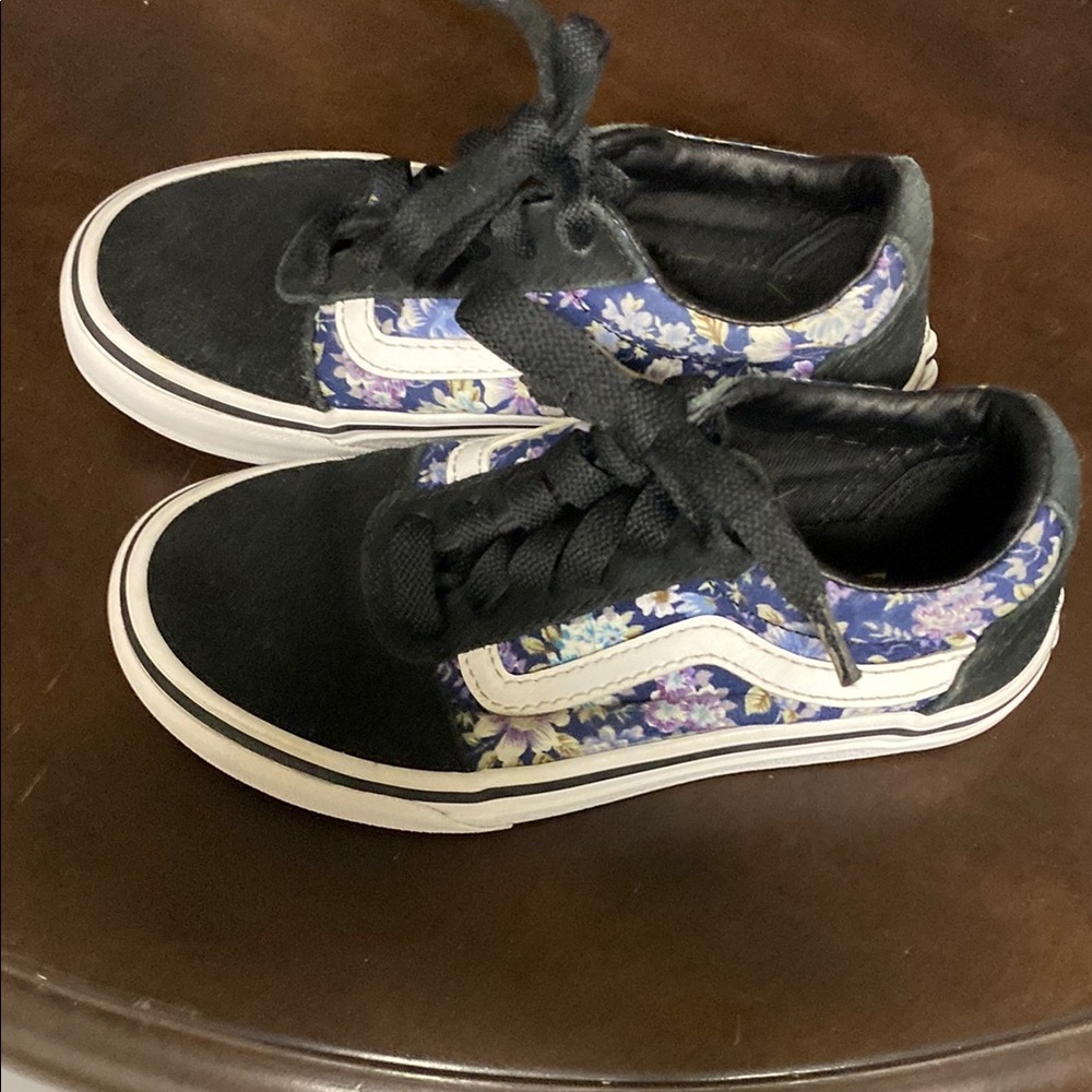 Vans Kids Black and Purple Floral Sneakers